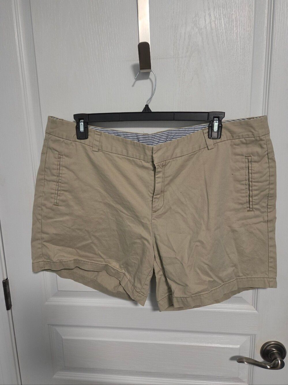 JCPenny JCP Twill Shorts Chino Flat Front Khaki Tan Womens Plus 20W